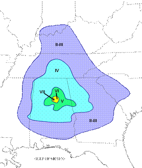 location map for the Irondale earthquake of 1916