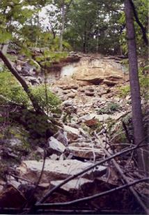 rock fall and scarp caused by Fort Payne earthquake