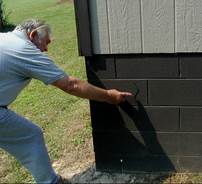 cracked foundation caused by Fort Payne earthquake