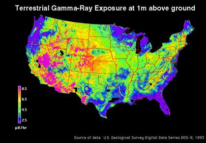 Terrestrial Gamma-Ray Exposure at 1m above ground
