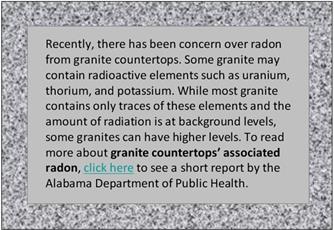 radon information of radon in granite countertops