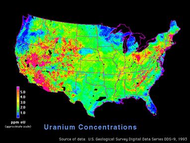 Levels of Uranium Concentrations in the US